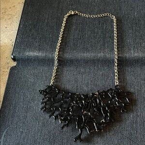 Lia Sophia Black and Gold Statement Necklace